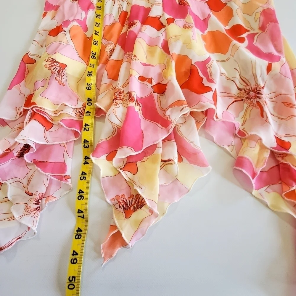 1204 * Alyn Paige New York Floral Hankerchielf Hem Dress Pink Size 13/14 - Picture 7 of 7